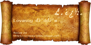 Lovassy Ádám névjegykártya